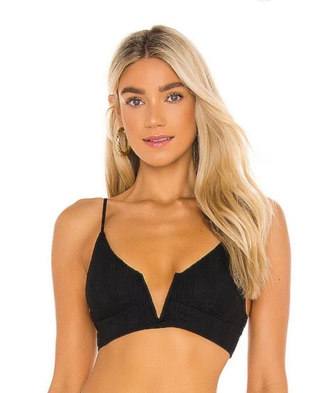 L*Space Siren Bikini Top in Black Size Large NWT Wired V